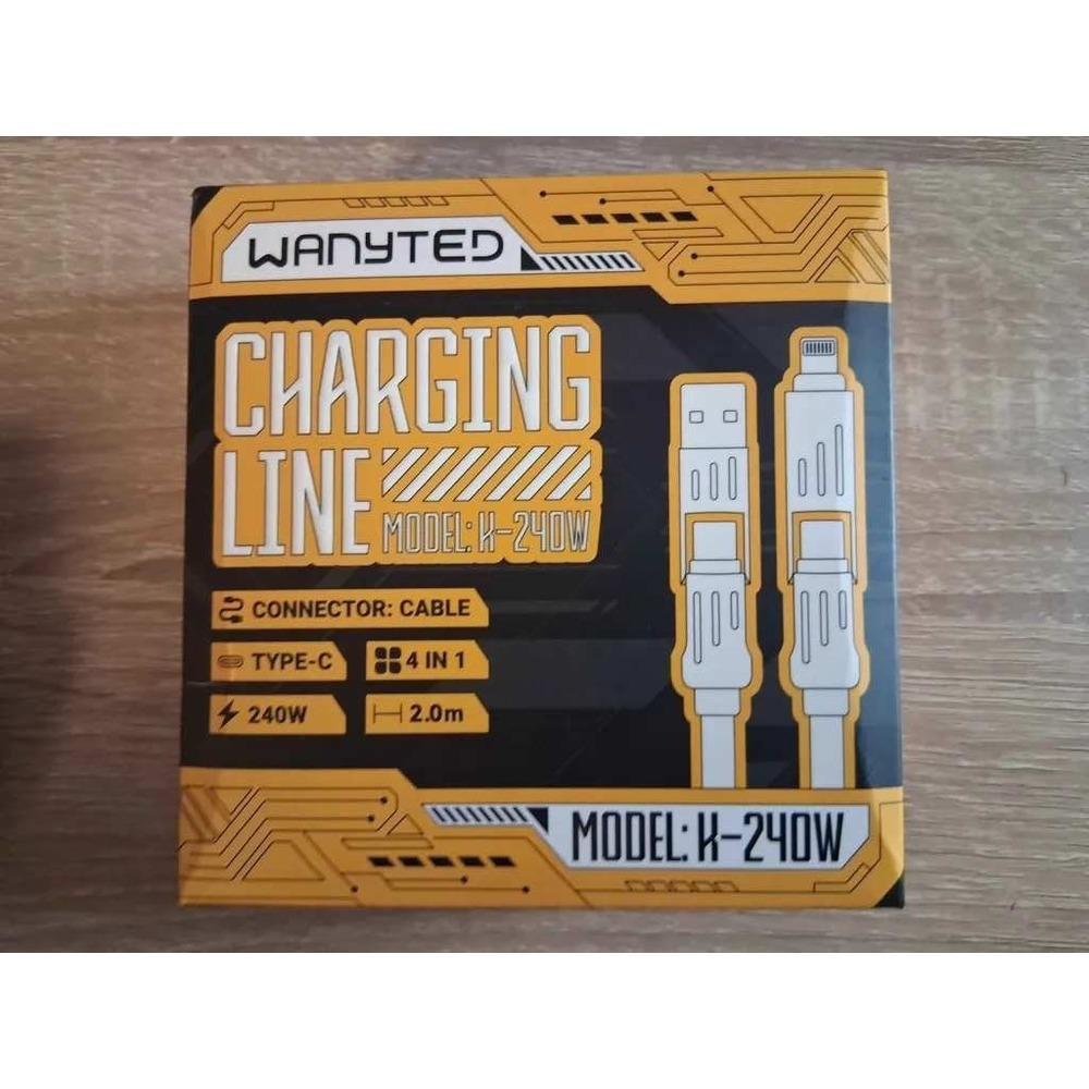 Wanyted 4 in 1 Charging Line 240W 2.0m Type-C Multi Cable K-240W with Case